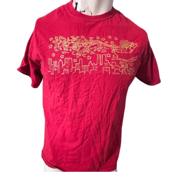Keith Haring Christmas Santa Design T-Shirt by Ripple: Adult Unisex Large - Picture 1 of 5